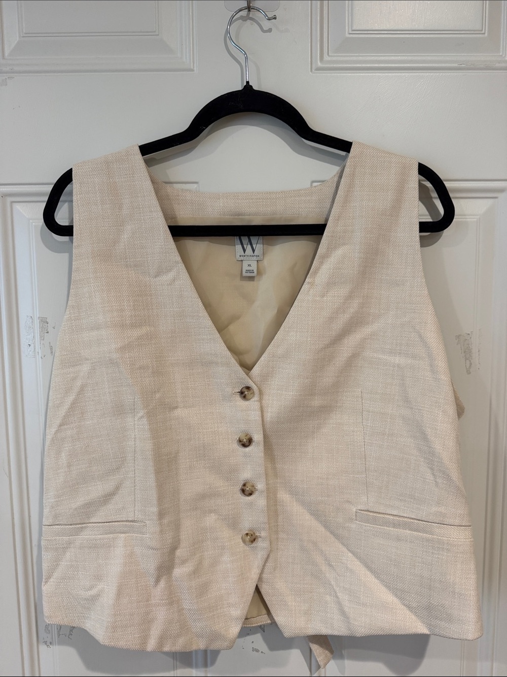 Worthington Cream Textured Button-Front Vest